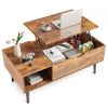 Lift Top Coffee Table with Hidden Storage Compartment, Modern Design, Brown/Black