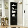 71" Tall Corner Storage Cabinet with 2 Doors, 5-Tier Metal Cabinet with Adjustable Shelves, Freestanding Kitchen Storage for Pantry, Living Room