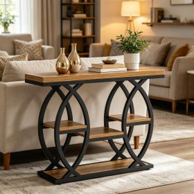 Industrial  4-Tier Sofa Table Console Table with Storage Shelves for Entryway