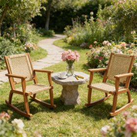 Outdoor rocking chair set of two, terrace rocking chair, garden chair, khaki (only two chairs)