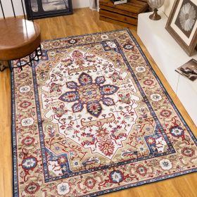 6x9 Vintage Bohemia Large Persian Non-slip Washable Rug Area Rug For Living Room Kitchen Bedroom Living Room Flower Design Blue/Gold
