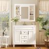 36'' Bathroom Vanity with Top Sink, Mirror Cabinet, Modern Bathroom Storage Cabinet with 2 Soft Closing Doors, Single Sink Bathroom Vanity
