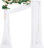 White Sheer Wedding Arch Draping Fabric 1 Panel 29" x 20 FT Extra Long Airy Gauze Drapes Backdrop Curtains 6.6 Yards Light Weight Outdoor Drapery Pane