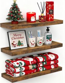 BAYKA Floating Shelves Bathroom for Wall – Shelf Over Toilet Farmhouse Rustic Wood for Bedroom, Kitchen, or Living Room Decor Organization