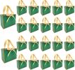 50 PCS Small Green Gold Gift Bags with Bow Ribbon - 6.4x3.1x5.1 Inch Thank You Bags with Handles, Bulk for Baby Shower, Bridal Shower, Wedding