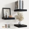 8 Inch Floating Shelves for Wall with Invisible Brackets Set of 3, 8"D Engineered Wood Wall Shelves with Wood Grain for Living Room, Bedroom, Bathroom
