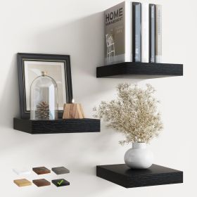8 Inch Floating Shelves for Wall with Invisible Brackets Set of 3, 8"D Engineered Wood Wall Shelves with Wood Grain for Living Room, Bedroom, Bathroom