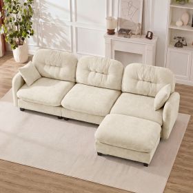 Modular Sectional L Shaped Couch With Ottoman, Premium Chenille Fabric,Tufted Cushion Backrest Design,Ergonomic Design Easy Install,Fits Bedrooms
