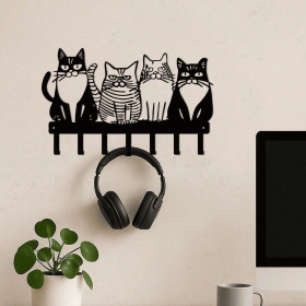 CIFbuy Vintage Cat Metal Wall Hooks Entryway Towel Key Holder Cute Farmhouse Home Decor Gift (TikTok, temu pick-up service)