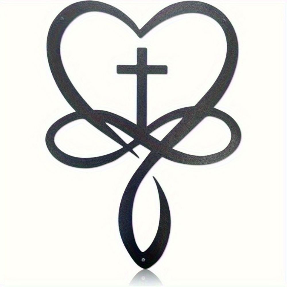 Metal Paint Baked Cross Heart Infinity Ichthys Wall Art Christian Home Decor
