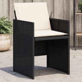 Garden Chair Set of 4 Black PE rattan Standard Foldable