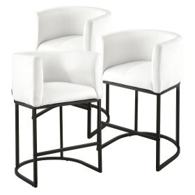 Bar Stool Set of 3, 25 inch Counter Height Stools, Counter Barstool with Backrest, Arm, Metal Frame, and Footrest, Accent Fabric Bar Chair