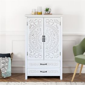 27'' Accent Tall Tower White Storage Cabinet - Rustic Wood Sideboard Pantry Cabinet - Versatile Buffet Cabinet with Storage for Home Decor and Or