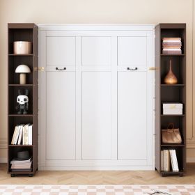 Queen Murphy Bed Wall Bed with Storage Doors, Espresso
