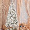 7FT Flocked Christmas Tree with 450 Warm White LED Lights â€“ 1060 Tips, Snowy PVC & Hard Needle Branches, Hinged Design for Easy Setup