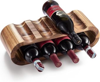 Wooden Countertop Wine Rack â€“ 8-Bottle Acacia Wine Holder Stand â€“ Freestanding Wine Storage â€“ Great for Home Decor No Assembly Required