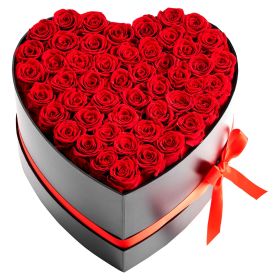 Forever Flowers, 50 Preserved Roses in a Heart Shape Box, Eternal Flowers Immortal Bouquet Birthday Present for Delivery Prime Women Her Wife Mothers