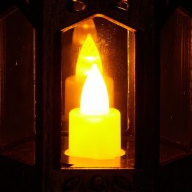 12 Pcs Decorative Candle Lantern, LED Electric Flameless Candle, Plastic LED Holder with Glass