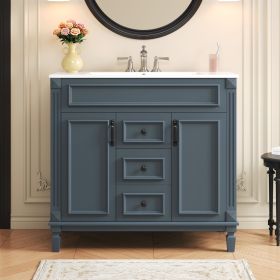 36'' Bathroom Vanity with Top Sink, Modern Bathroom Storage Cabinet with 2 Soft Closing Doors, Single Sink Bathroom Vanity