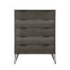Contemporary Three-Tone Gray Finish Chest of Drawers Perched atop Metal Legs Acacia Veneer Modern Bedroom Furniture