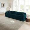 Mid-Century Modern Couch 3-Seater Sofa with 2 Armrest Pillows and 3 Toss Pillows, Couch for Living Room Blue Chenille