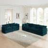 Sofa Set of 2 Chenille Couch, 2+3 Seater Sofa Set Deep Seat Sofa, Modern Sofa Set for Living Room, Blue Chenille