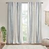 Cotton Printed Curtain Panel with Chenille Stripe and Lining White/Navy 50x95"