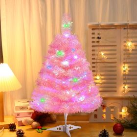 2FT Artificial Christmas Tree with Lights Lighted Pink Tabletop Christmas Tree with Plastic Stand Light Up Battery Operated Mini Xmas Tree for Party S