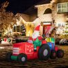 9ft Christmas Inflatables Outdoor Decorations Santa Claus Driving Trailer with Colorful Gift Boxes
