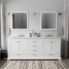 White Double Bath Vanity 80 in. W x 22 in. D, Carrara Marble Top, and 30 in. Mirrors