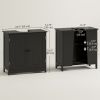 Under Sink Bathroom Cabinet with 2 Doors and Shelf, Pedestal Sink Bathroom Vanity Furniture, Black