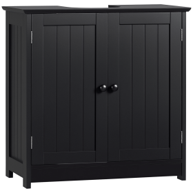 Under Sink Bathroom Cabinet with 2 Doors and Shelf, Pedestal Sink Bathroom Vanity Furniture, Black