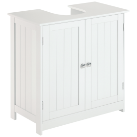 Under Sink Bathroom Cabinet with 2 Doors and Shelf, Pedestal Sink Bathroom Vanity Furniture, White