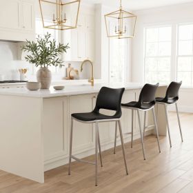 Ace Counter Stool Black & Silver