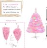 2FT Artificial Christmas Tree with Lights Lighted Pink Tabletop Christmas Tree with Plastic Stand Light Up Battery Operated Mini Xmas Tree for Party S