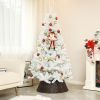 6ft Unlit Artificial White Christmas Tree, Holiday Decor with 1000 Branch Tips, Auto Open and Steel Base