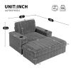 42" Oversized Single Sofa, Faux Rabbit Fur Armchair with Cup Holders, Upholstered Chaise Lounge with Storage Ottoman and Armrests