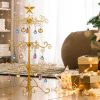 3ft Wrought Iron Christmas Tree, Metal Ornament Display Tree Stand for for Holiday Party Home Decor, Indoor & Outdoor Decor Hanger, Gold