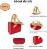 50 PCS Small Red Gold Gift Bags with Bow Ribbon - 6.4x3.1x5.1 Inch Thank You Bags with Handles, Bulk for Baby Shower, Bridal Shower, Wedding