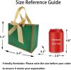50 PCS Small Green Gold Gift Bags with Bow Ribbon - 6.4x3.1x5.1 Inch Thank You Bags with Handles, Bulk for Baby Shower, Bridal Shower, Wedding