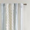Cotton Printed Curtain Panel with Chenille Stripe and Lining White/Navy 50x95"