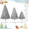 6FT Sliver Pre-Lit Artificial Christmas Tree, Hinged Full Tree with Metal Stand, 800 Branch Tips, 300 LED Lights,11 Lighting Modes