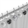 12pc Erica Bathroom Fabric Shower Curtain Sets Bathroom Shower Curtain & 12 Shower Bathroom Hooks Modern Classic Luxury Contemporary Decor Grey Shower