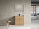 36'' Freestanding Bathroom Vanity with White Ceramic Sink & 2-Soft-Close Door, KD-Packing, Plywood