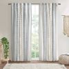 Cotton Printed Curtain Panel with Chenille Stripe and Lining White/Navy 50x95"
