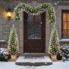 Artificial Christmas 3-Piece Set Wreath and Set of 2 Entrance Trees X-mas with LED Lights Easy Assembly