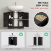 Under Sink Bathroom Cabinet with 2 Doors and Shelf, Pedestal Sink Bathroom Vanity Furniture, Black