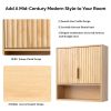 2-Door 3-Tier Slatted Bathroom Wall Cabinet 24.49"*22.83"*8.07 Oak