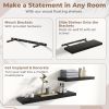 8 Inch Floating Shelves for Wall with Invisible Brackets Set of 3, 8"D Engineered Wood Wall Shelves with Wood Grain for Living Room, Bedroom, Bathroom
