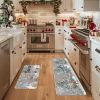 Deer Tree Let It Sonw Snowflakes Christmas Kitchen Mats Set of 2, Winter Decor Low-Profile Kitchen Rugs for Floor - 17x29 and 17x47 Inch
